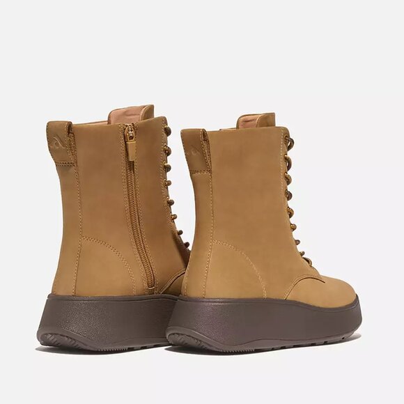 NEW FITFLOP Nubuck Leather F Mode Lace Up Flatform Ankle Boots tan for women mn - Picture 4 of 7